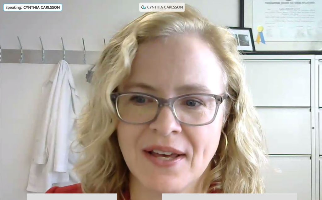 Woman presenting webinar