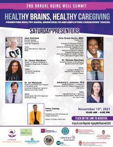 Flyer healthy aging summit schedule and speakers