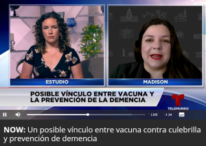 Telemundo news anchor and Dr Mora Pinzon talking to each other