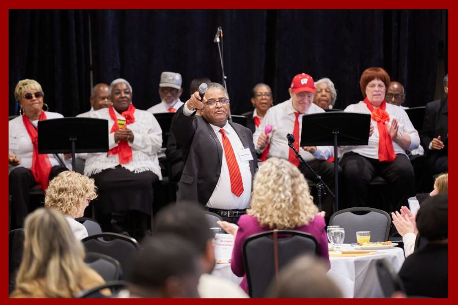 Chorus performs in a conference ball room